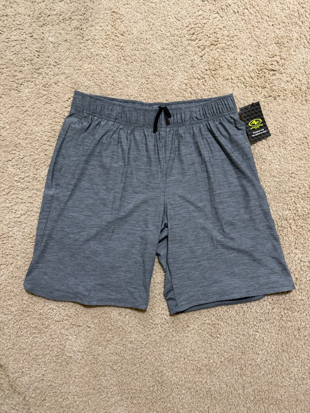 Athletic Works Men's Slate Heather Athletic Shorts with Drawstring